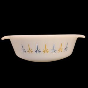 Candle Glow 1Qt Anchor Hocking Casserole Dish White Milk Glass Blue‎ Yellow 436